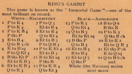 Immortal Game - Anderssen vs Kieseritzky (1851) 