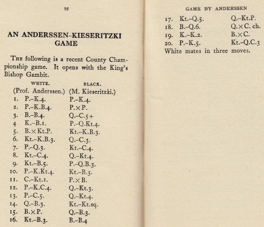 The original Immortal Game Anderssen vs Kieseritzky, 1851 (C33) King