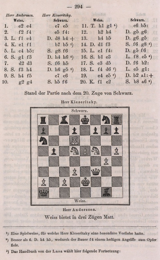 Immortal Game - Anderssen vs Kieseritzky (1851) 