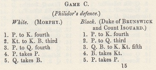 Paul Morphy vs Duke of Brunswick and Count Isouard – 1858 – Clube