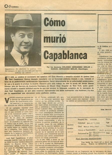 Capablanca's Death by Edward Winter