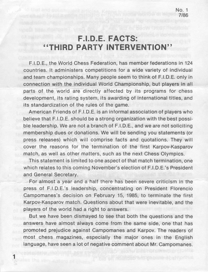 The voting for the - FIDE - International Chess Federation