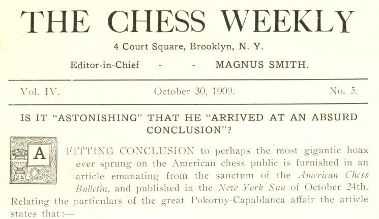 Capablanca in New York World (1925) by Edward Winter