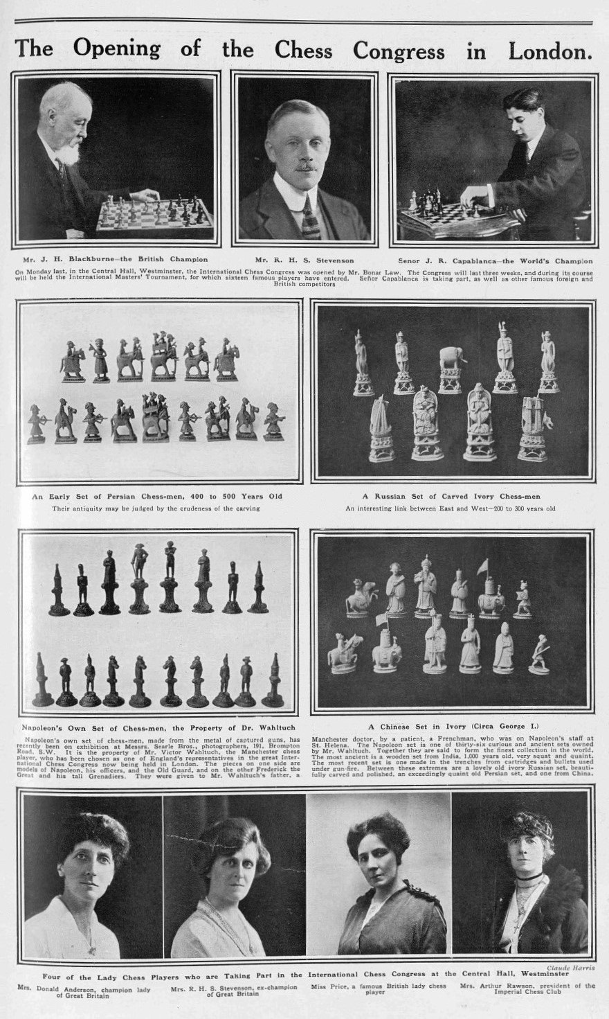 International Chess Congress, London 1922 WH WATTS, Alekhine