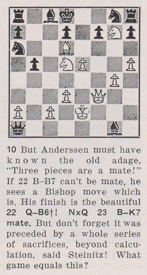 International Chess Federation on X: The final position of the Immortal  Game played between Adolf Anderssen and Lionel Kieseritzky in London in 1851.  In this game, Anderssen sacrificed his queen, both rooks