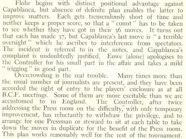 The Capablanca-Pokorny Fiasco by Edward Winter