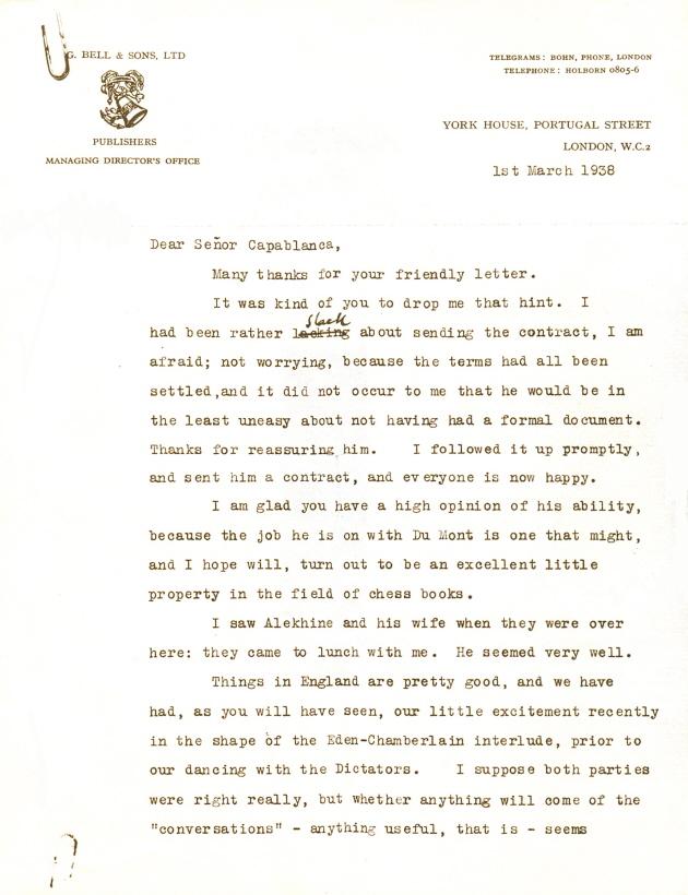 capablanca letter