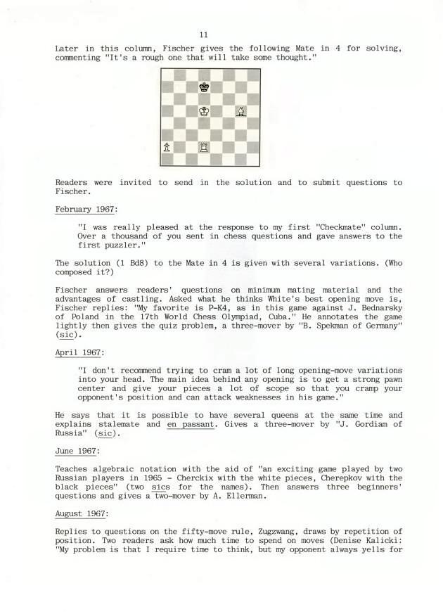 Geniuses - Checkmate: Bobby Fischer's Boys' Life Columns