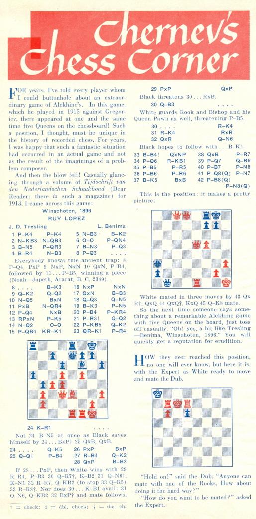 5 Queens Chess Game  Alekhine vs NN 1915 