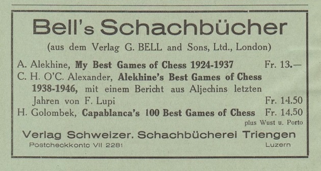 Alekhine's Best Games of Chess 1938 - 1945 by Alekhine, Alexander Hardback  1950